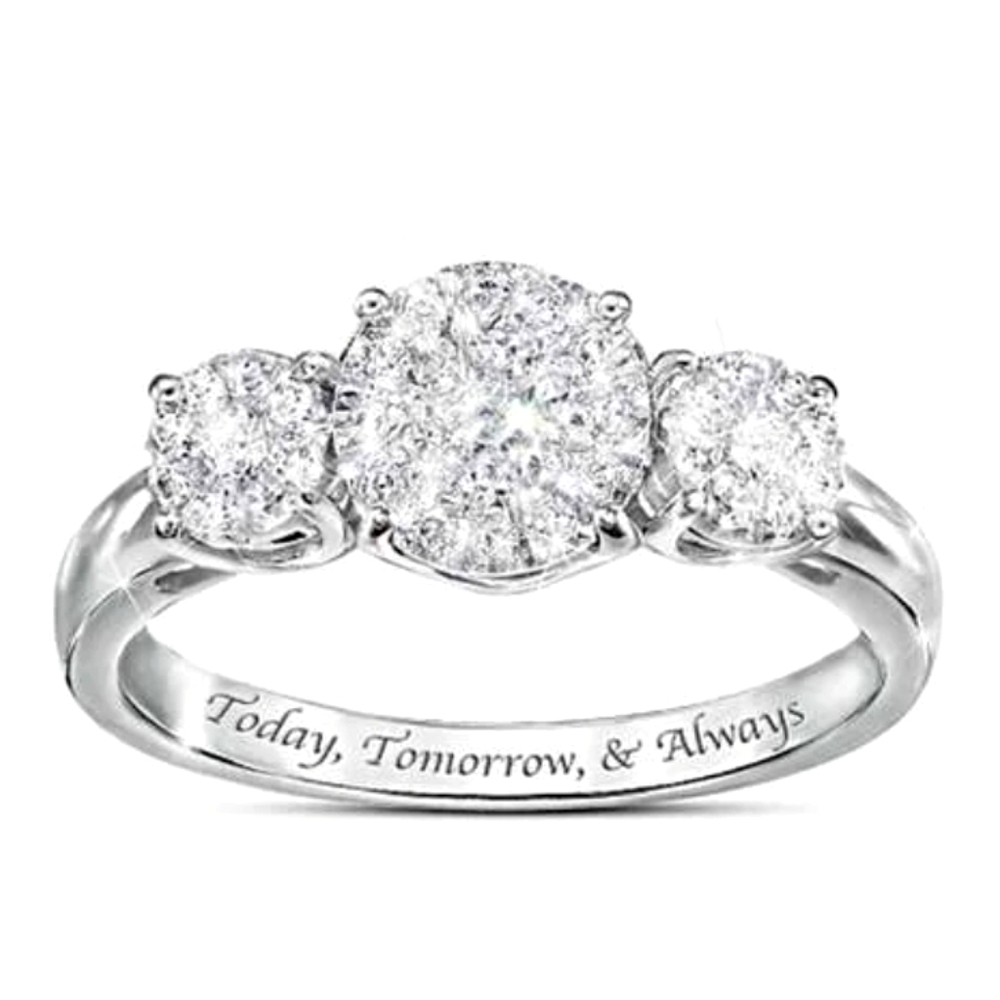 Engraved Three Stone Ring